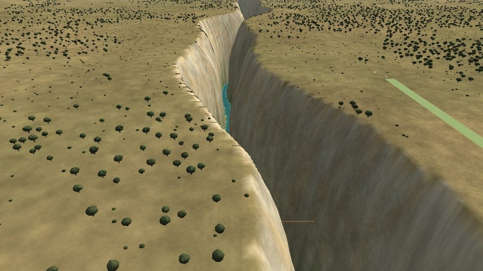 Cañón de un río entre paredes de roca